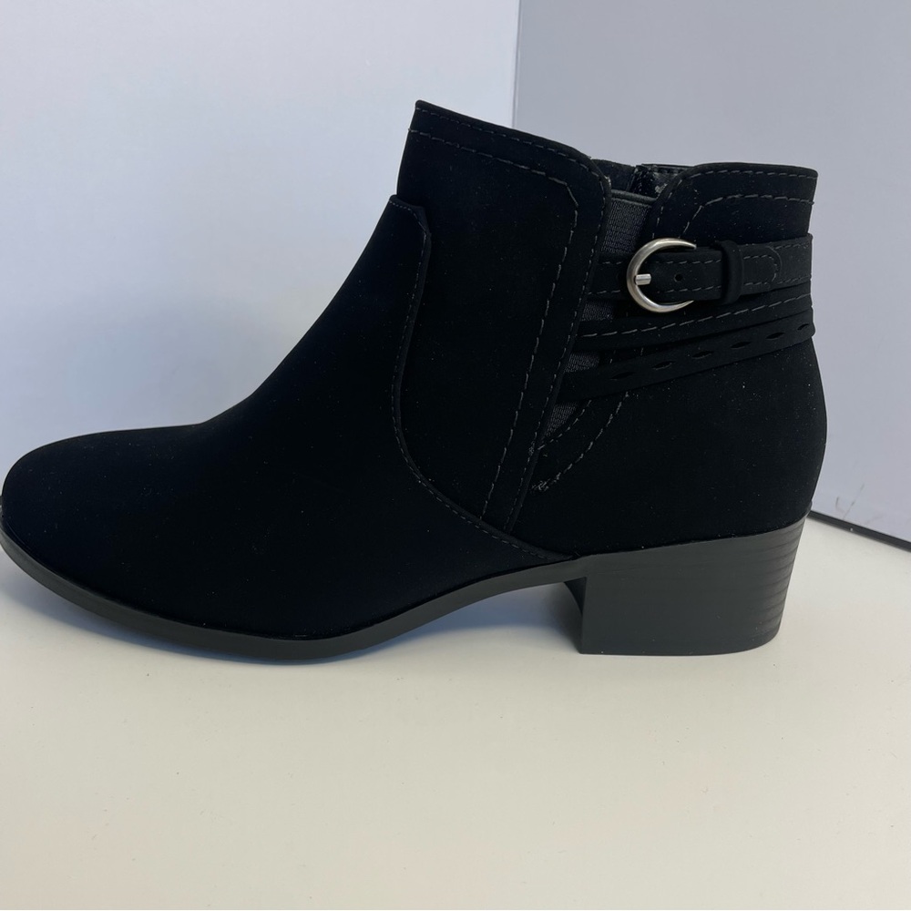 Soda Black Ankle Booties with Buckle Detail